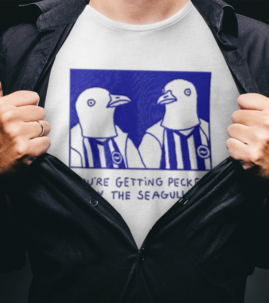 You're Getting Pecked By The Seagulls Striped Seagull T-Shirt
