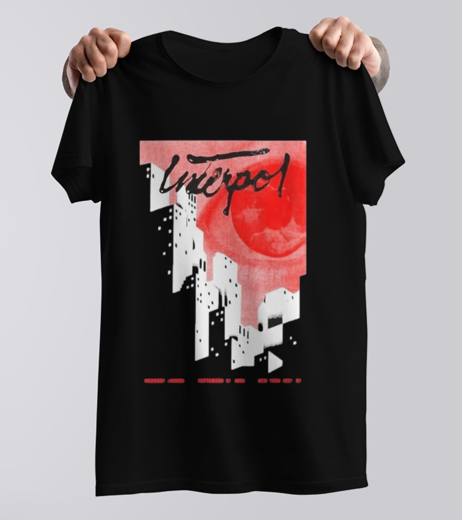 Interpol New York September 27 2026 Tour Cities Skyline Red Moon T-Shirt