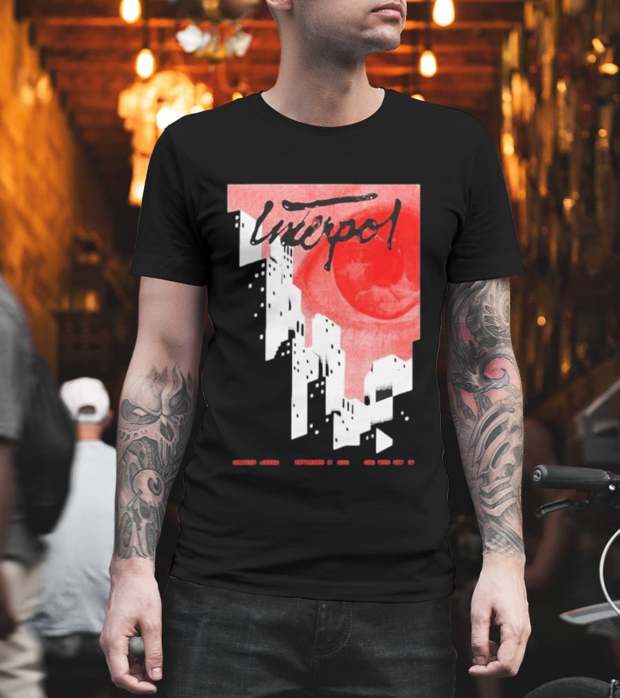 Interpol New York September 27 2026 Tour Cities Skyline Red Moon T-Shirt