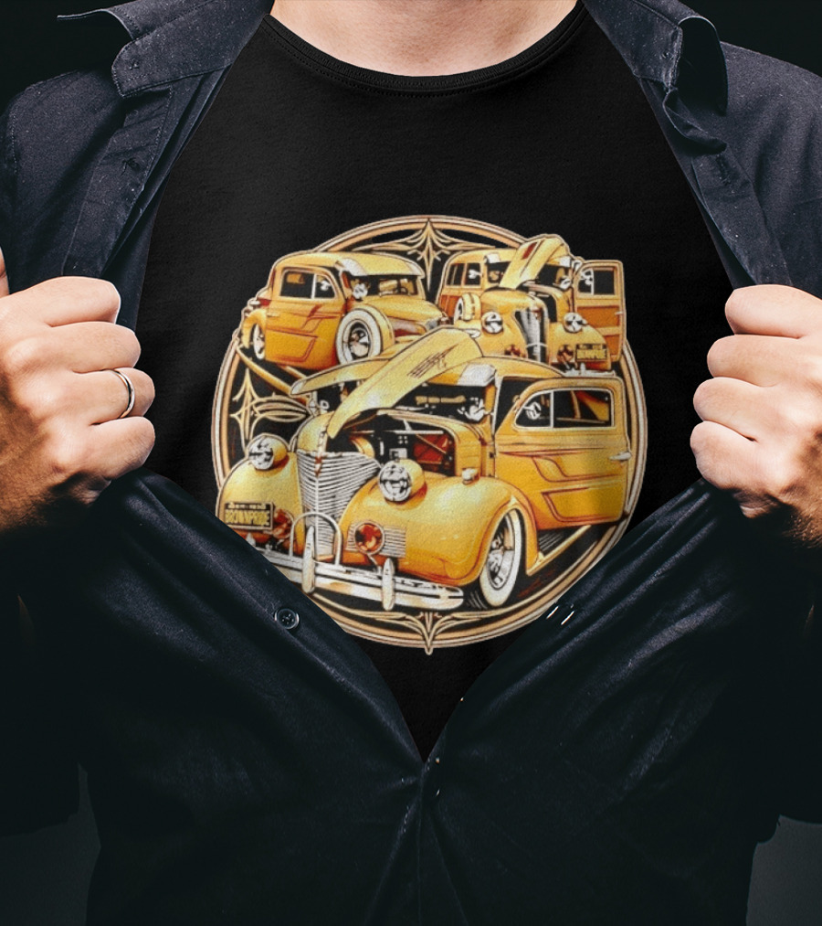 Brown Pride Lowrider Classic Cars Vintage Custom Car Art Deco T-Shirt