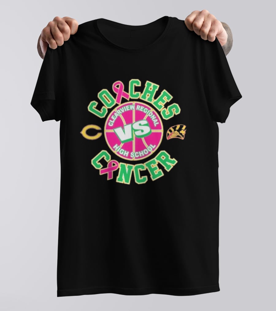 Clearview Regional High School Coaches Vs Cancer Basketball Pink Ribbon Event T-Shirt
