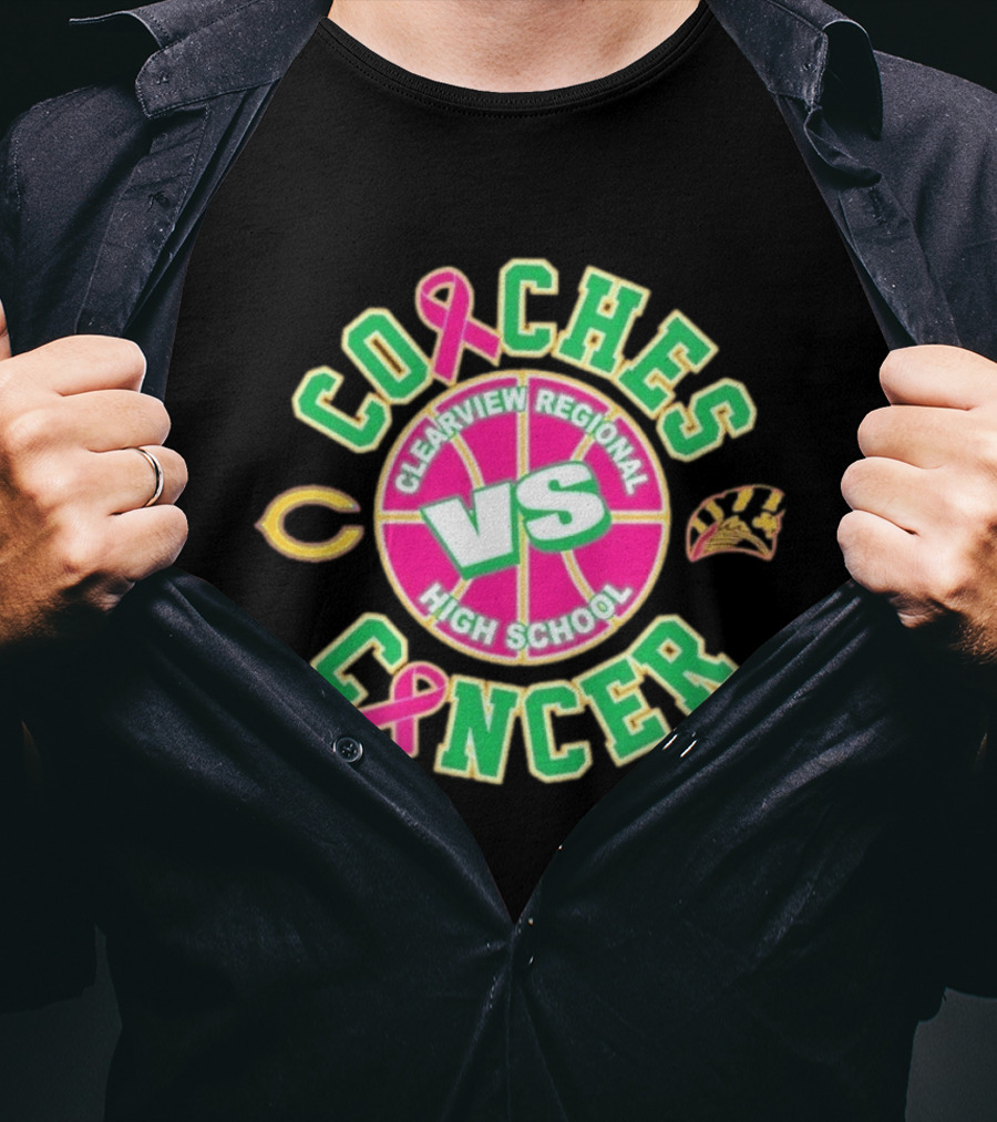Clearview Regional High School Coaches Vs Cancer Basketball Pink Ribbon Event T-Shirt