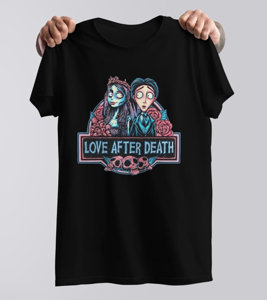 Corpse Bride Love After Death Tim Burton Roses Skulls T-Shirt