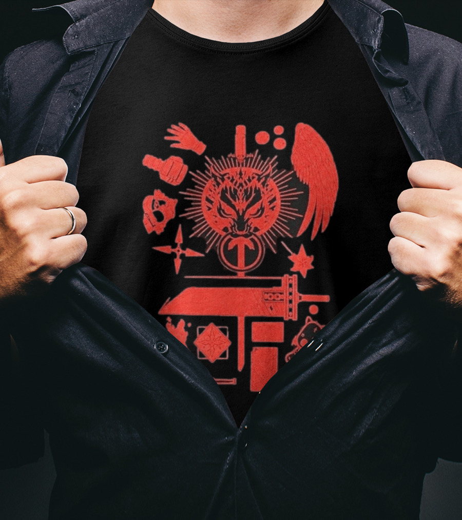 Damien Haas Final Fantasy Symbols And Iconic Items T-Shirt