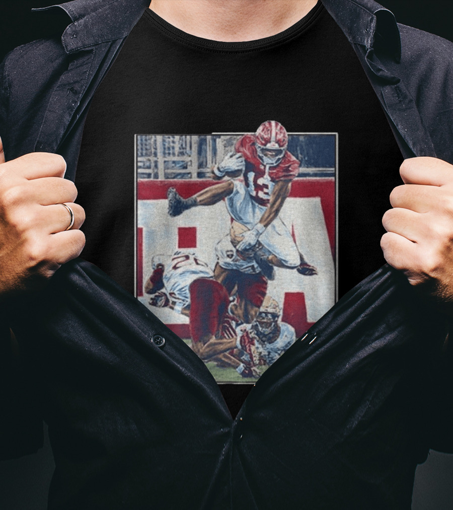 Alabama Football EJ Crowell Leaping Over Noles Defenders T-Shirt