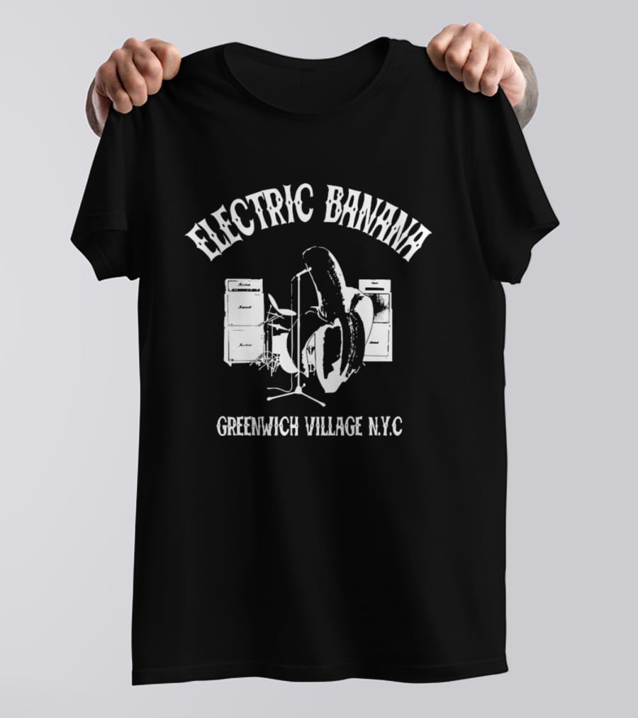 Electric Banana Greenwich Village NYC Amplifier And Microphone T-Shirt