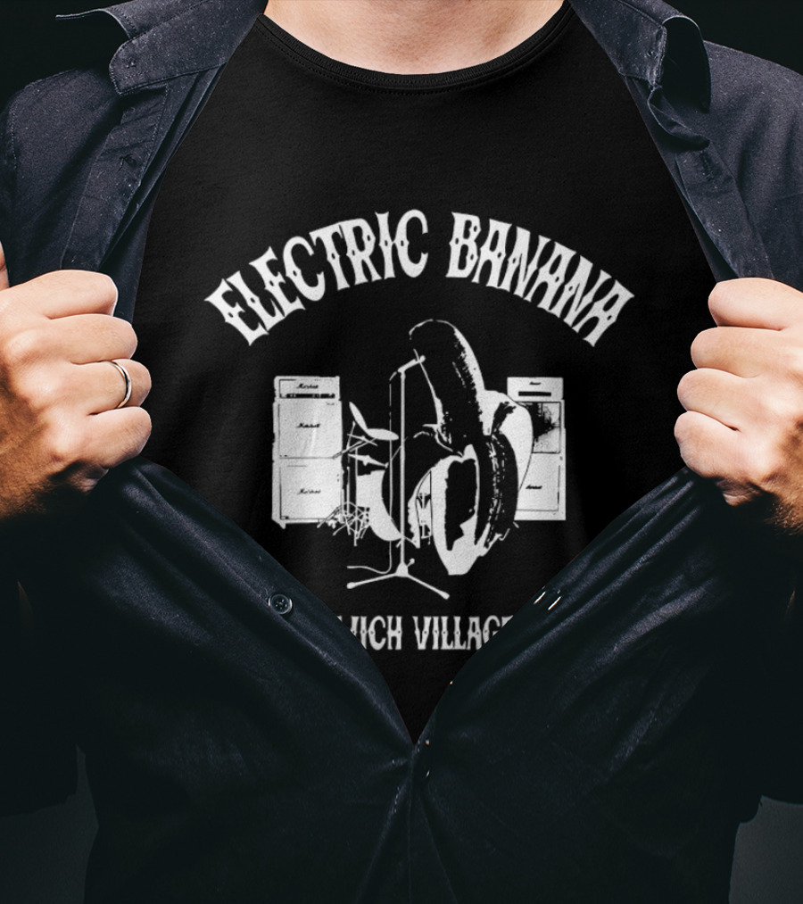 Electric Banana Greenwich Village NYC Amplifier And Microphone T-Shirt