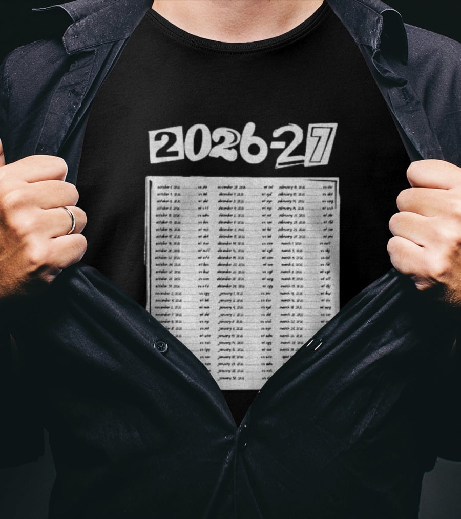 2026 2027 San Jose Sharks Team Hockey Match Date Schedule T-Shirt