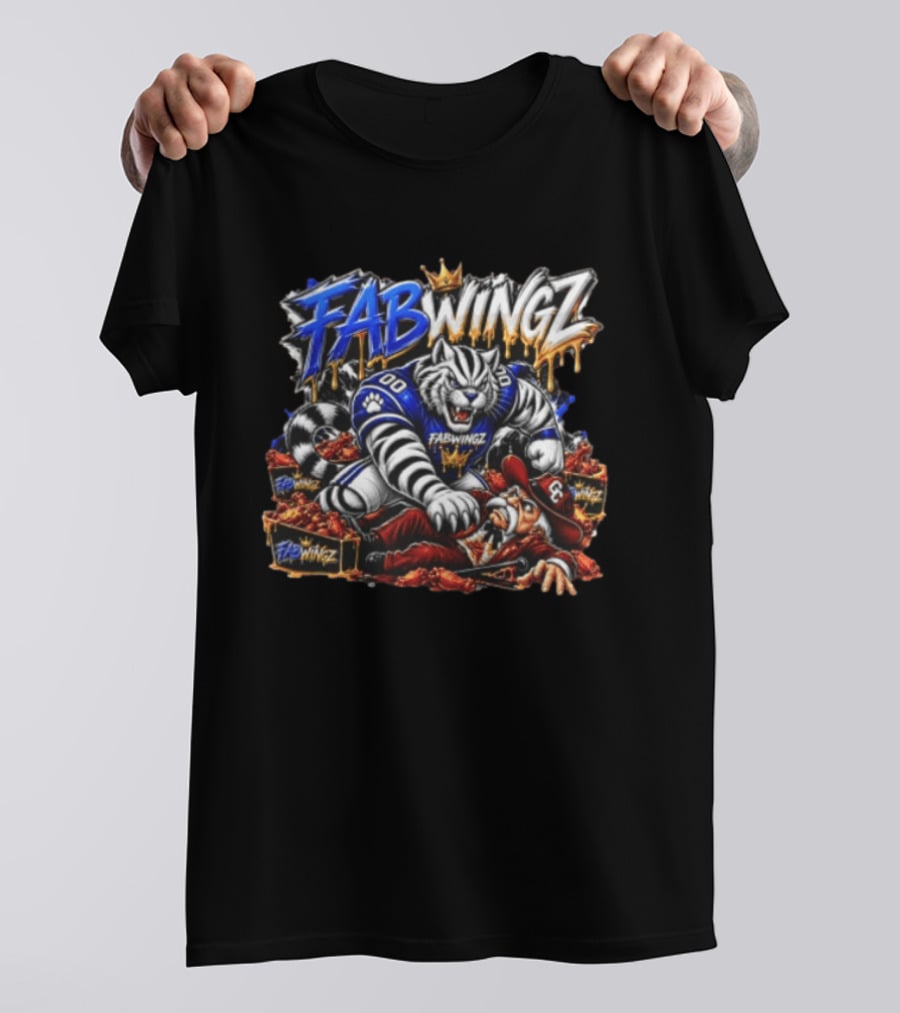 FABWINGZ 00 Tiger Vs Old Cowboy In Chicken Wings Battle T-Shirt
