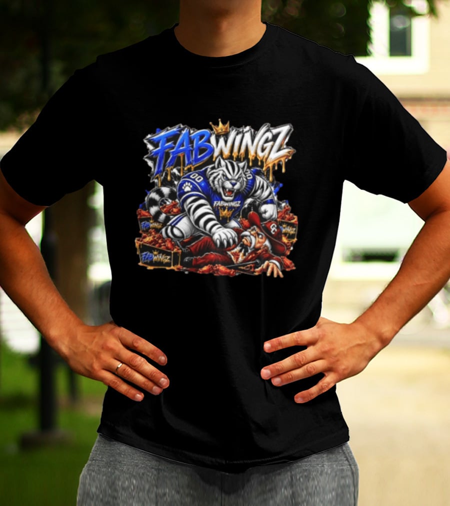 FABWINGZ 00 Tiger Vs Old Cowboy In Chicken Wings Battle T-Shirt