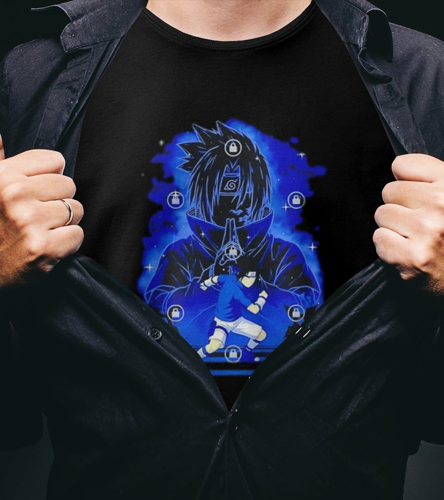 Sasuke Uchiha Naruto Anime Ninja Sharingan Chidori Jutsu T-Shirt