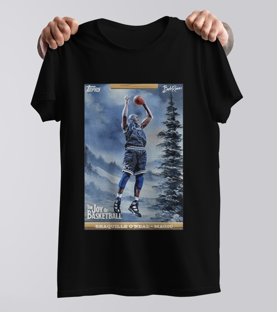 Shaquille O'Neal Magic Topps Bob Ross The Joy Of Basketball Card T-Shirt