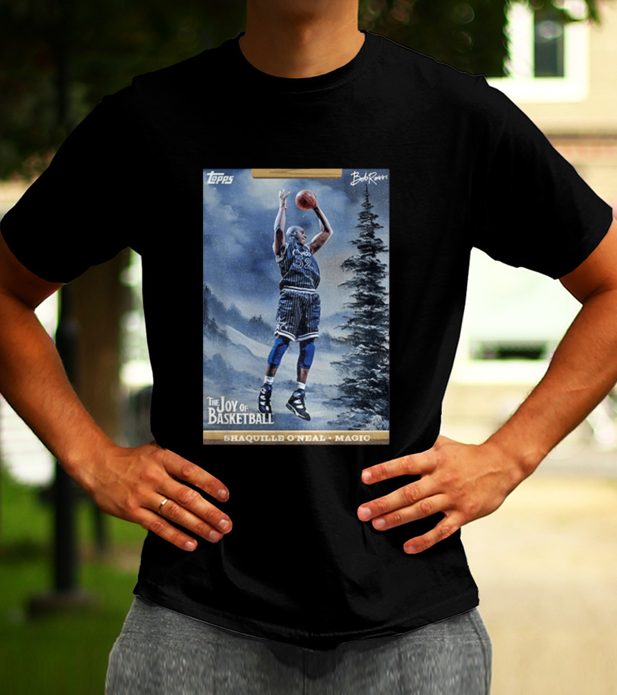 Shaquille O'Neal Magic Topps Bob Ross The Joy Of Basketball Card T-Shirt