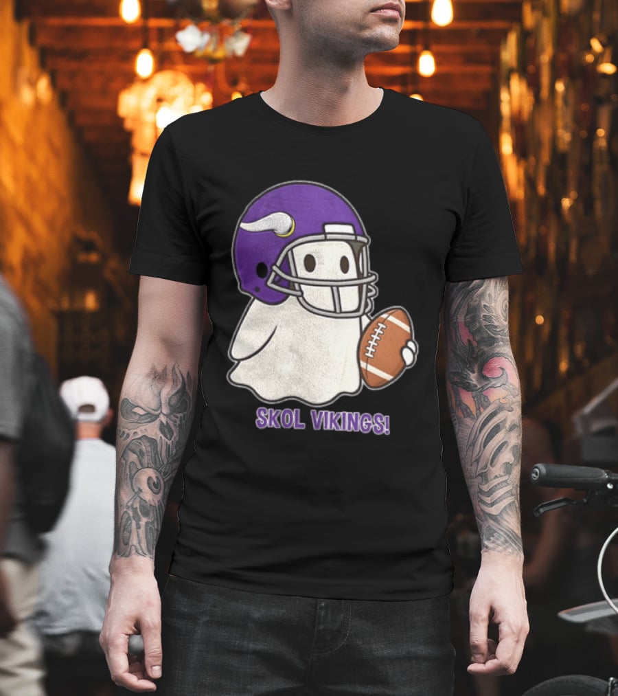 Minnesota Vikings Skol Vikings Ghost Purple Football Helmet T-Shirt