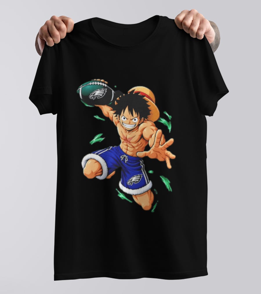 Monkey D. Luffy Philadelphia Eagles Football Anime T-Shirt