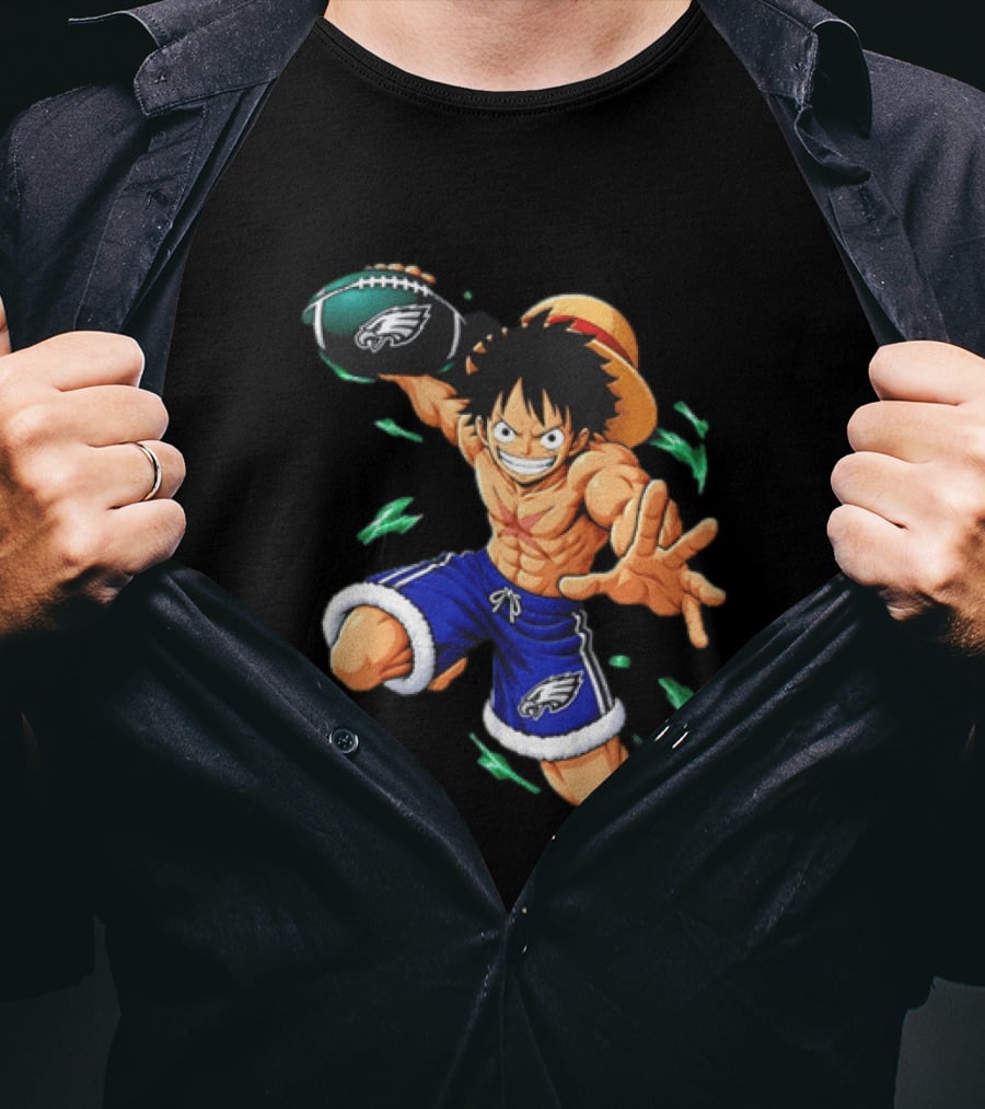 Monkey D. Luffy Philadelphia Eagles Football Anime T-Shirt