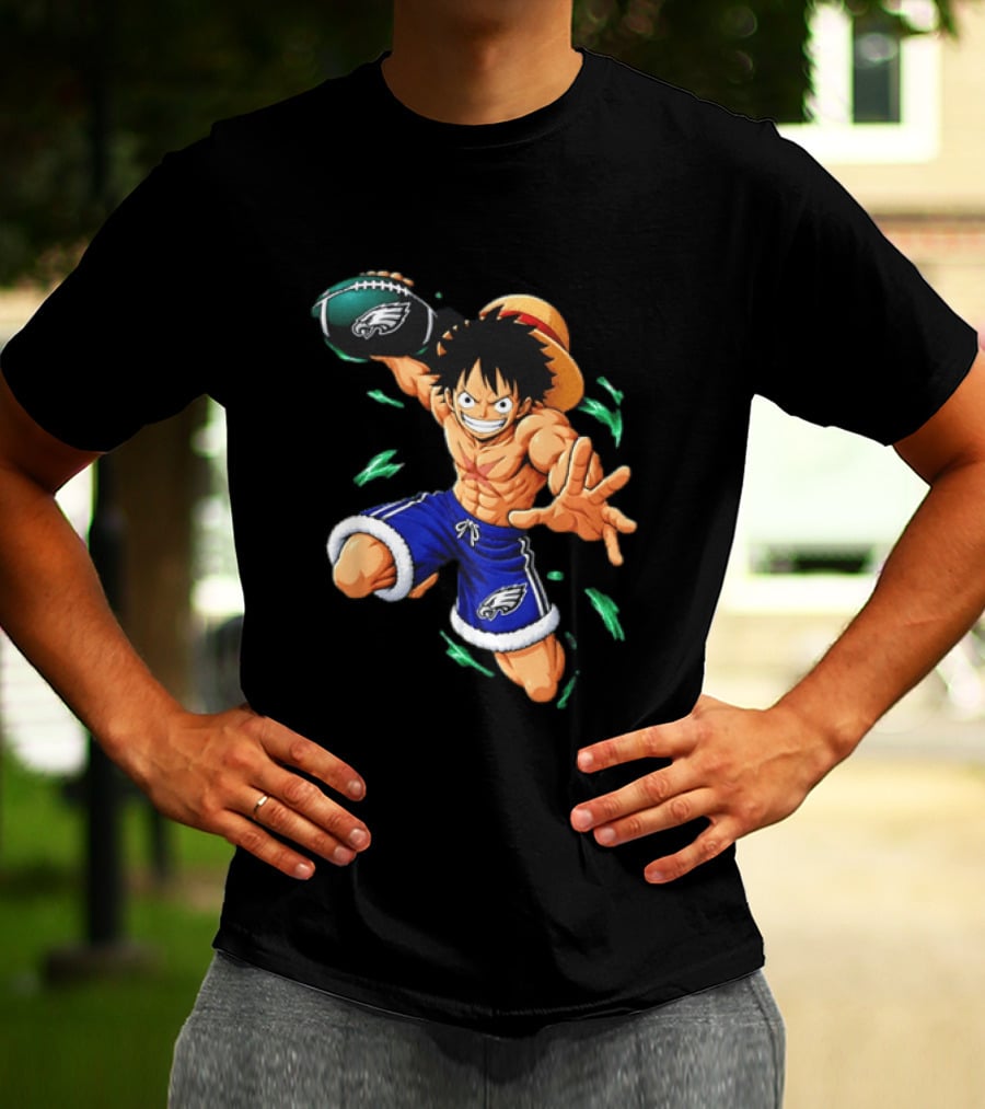 Monkey D. Luffy Philadelphia Eagles Football Anime T-Shirt