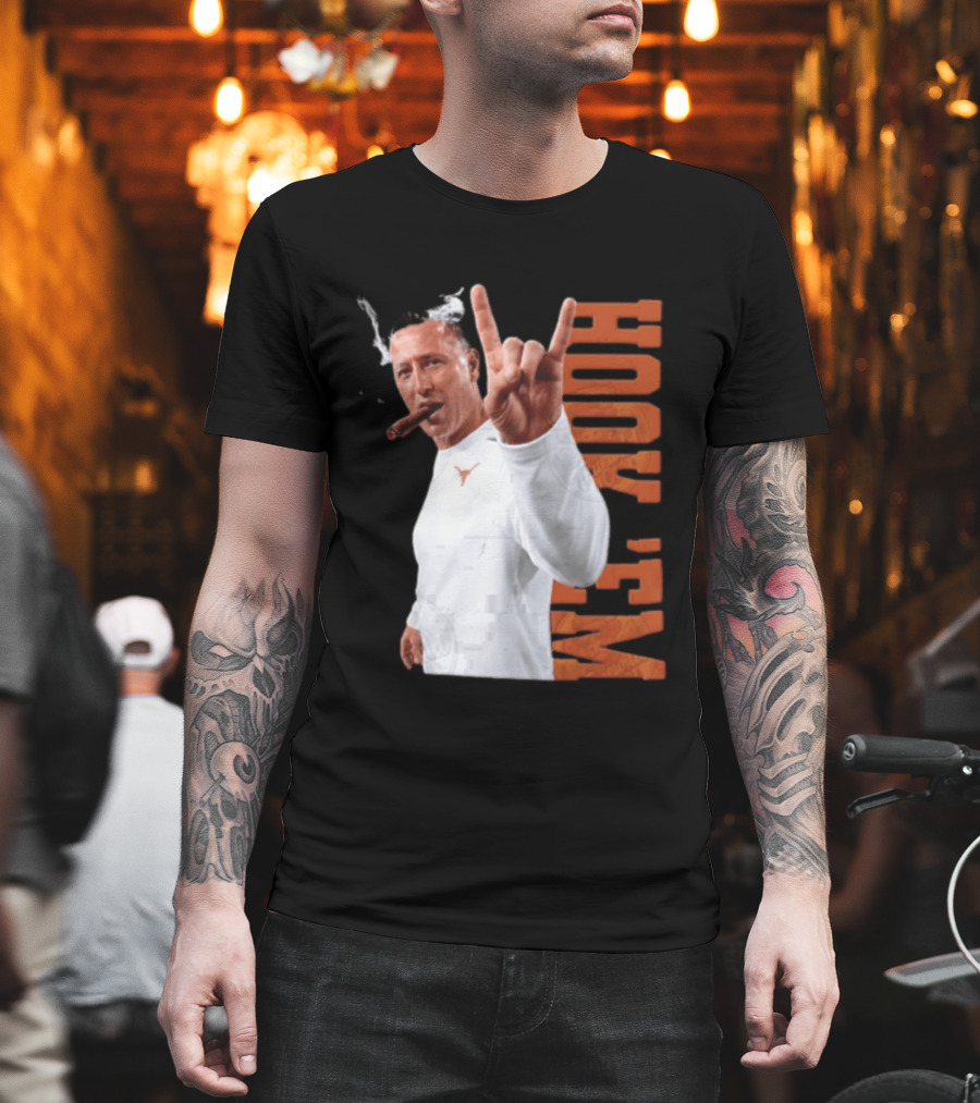 Steve Sarkisian Texas Longhorns NCAA Hook Em Smoking Cigar T-Shirt