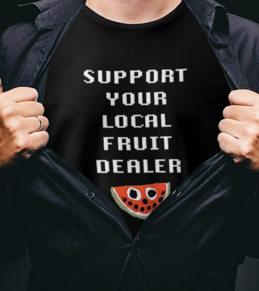 Support Your Local Fruit Dealer Pixelated Watermelon Slice T-Shirt