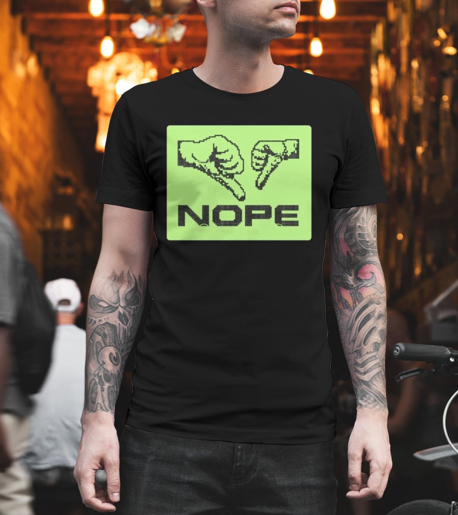 Nope Thumbs Down Pixel Art Dislike Expression T-Shirt