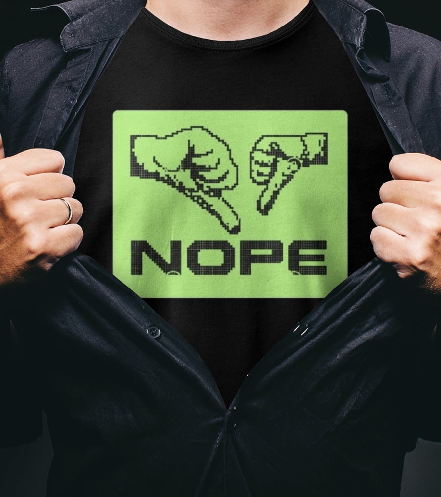 Nope Thumbs Down Pixel Art Dislike Expression T-Shirt