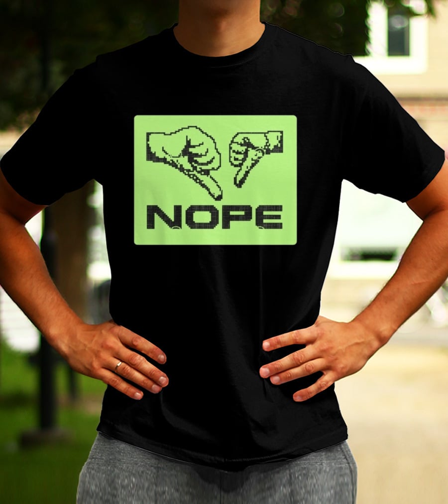 Nope Thumbs Down Pixel Art Dislike Expression T-Shirt