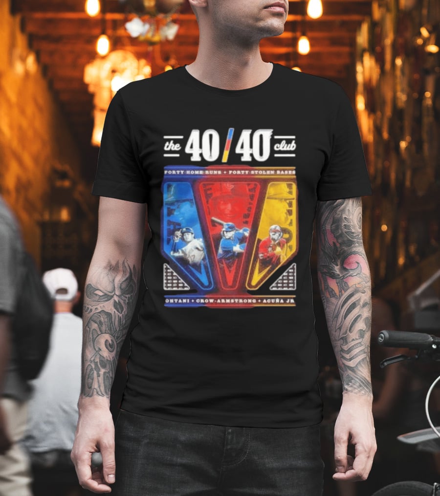 The 40 40 Club Forty Home Runs Forty Stolen Bases Ohtani Crow Armstrong Acuña Jr T-Shirt