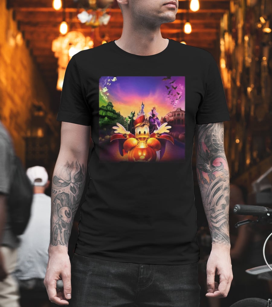2026 Disney Halloween Festival Disneyland Paris With Haunted Mansion And Donald Duck T-Shirt