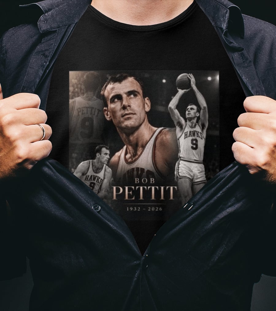 Bob Pettit 1932 2026 Basketball Legend Tribute Hawks Number 9 T-Shirt