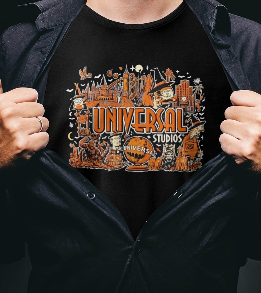 Universal Studios Halloween Horror Nights Trick Or Treat Monsters And Roller T-Shirt