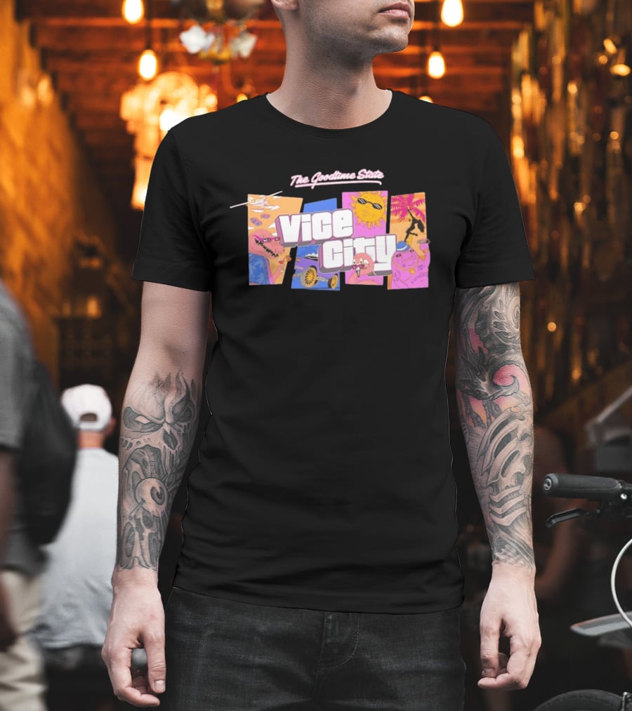 The Goodtime State Vice City Chunker Gaming Retro Tropical T-Shirt