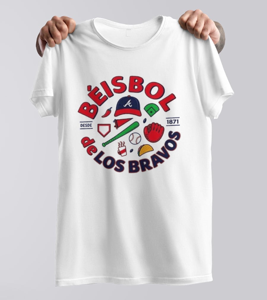 Béisbol De Los Bravos Atlanta Braves Desde 1871 Cap Glove Bat Baseball Iconography T-Shirt