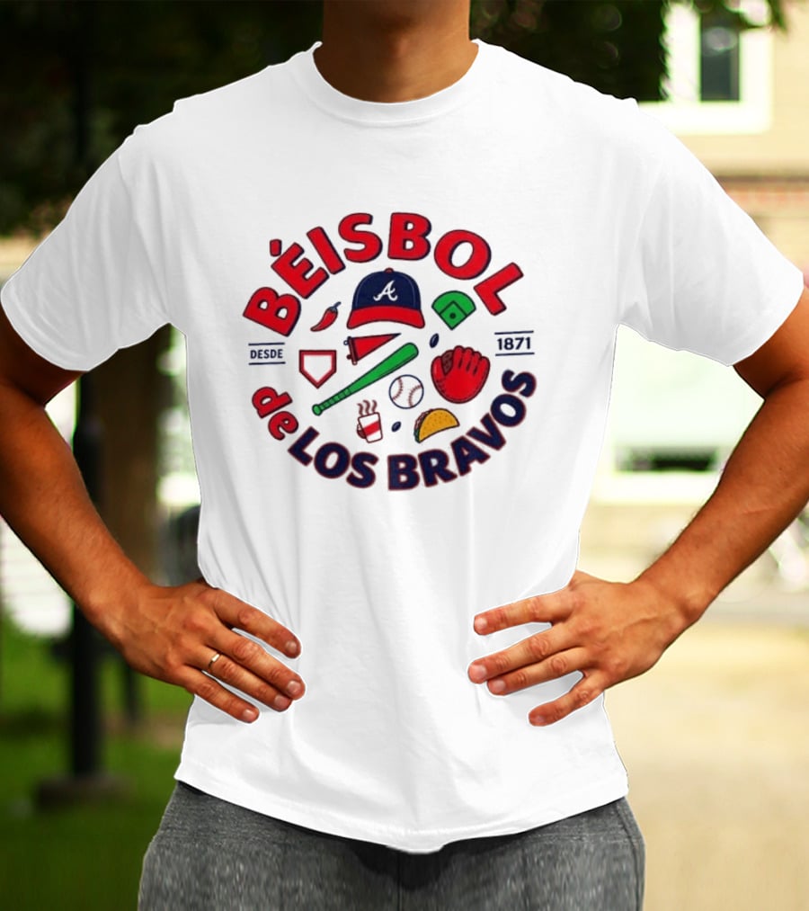 Béisbol De Los Bravos Atlanta Braves Desde 1871 Cap Glove Bat Baseball Iconography T-Shirt