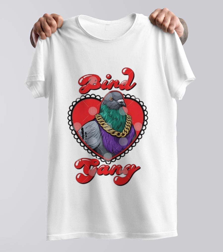 Bird Gang Pigeon With Heart Shaped Gold Chain T-Shirt