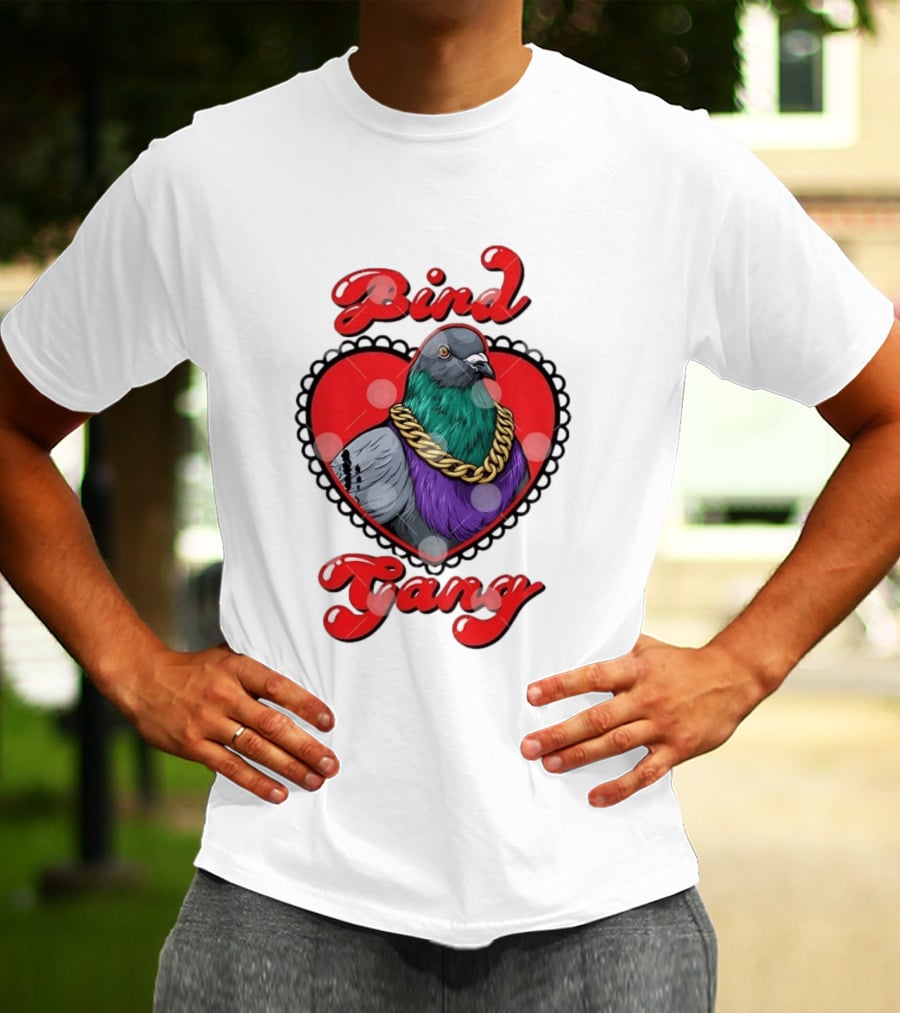 Bird Gang Pigeon With Heart Shaped Gold Chain T-Shirt