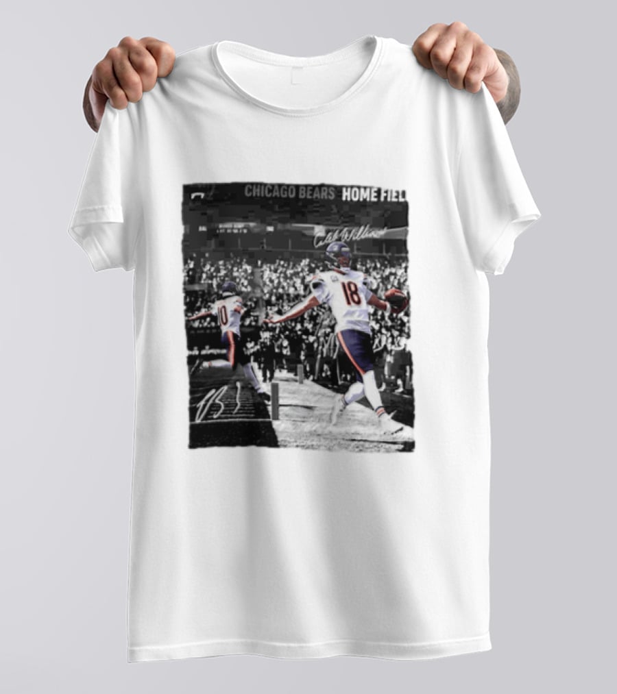 Chicago Bears Caleb Williams And Luther Burden Home Field Football T-Shirt