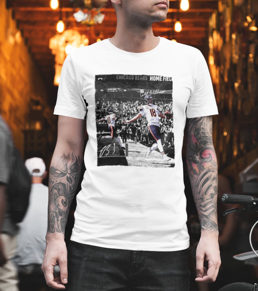Chicago Bears Caleb Williams And Luther Burden Home Field Football T-Shirt