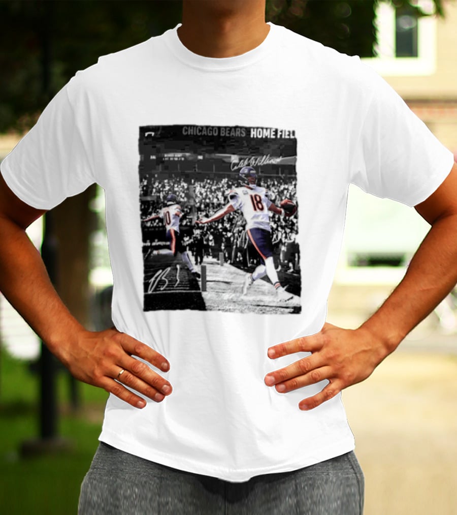 Chicago Bears Caleb Williams And Luther Burden Home Field Football T-Shirt