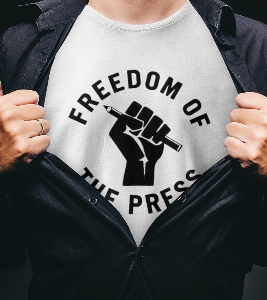 Freedom Of The Press Raised Fist Holding Pencil T-Shirt