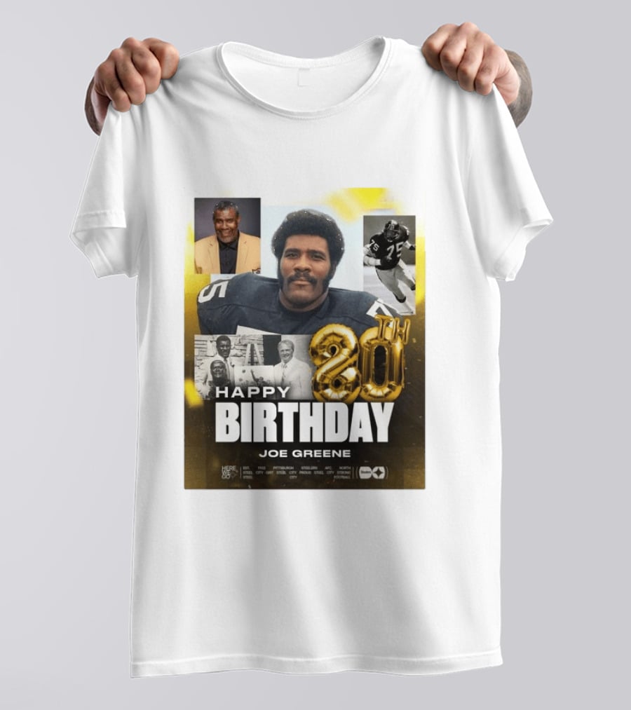 Happy 80th Birthday Joe Greene Pittsburgh Steelers 75 NFL Legend Iconic Moments T-Shirt
