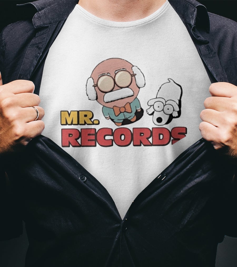 MR. RECORDS Cartoon Style Grandpa And Dog Duo T-Shirt