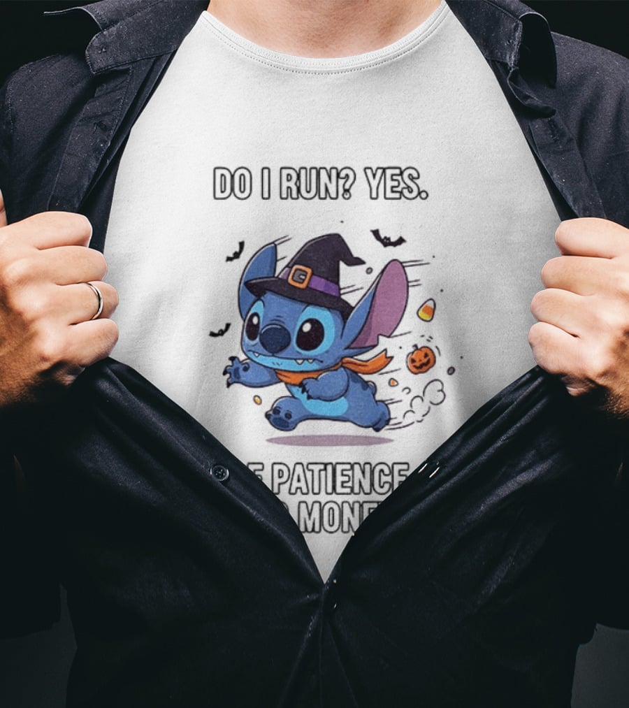Stitch Witch Do I Run Yes Out Of Patience Time And Money Halloween T-Shirt