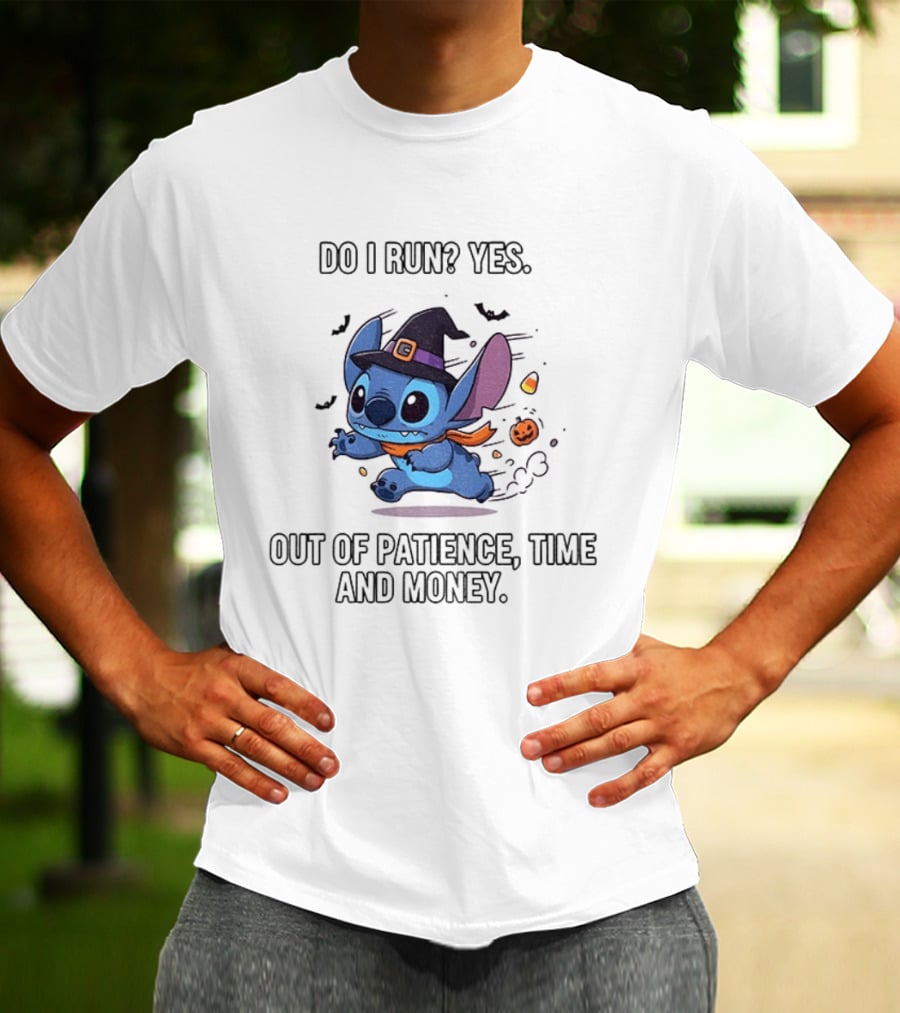 Stitch Witch Do I Run Yes Out Of Patience Time And Money Halloween T-Shirt