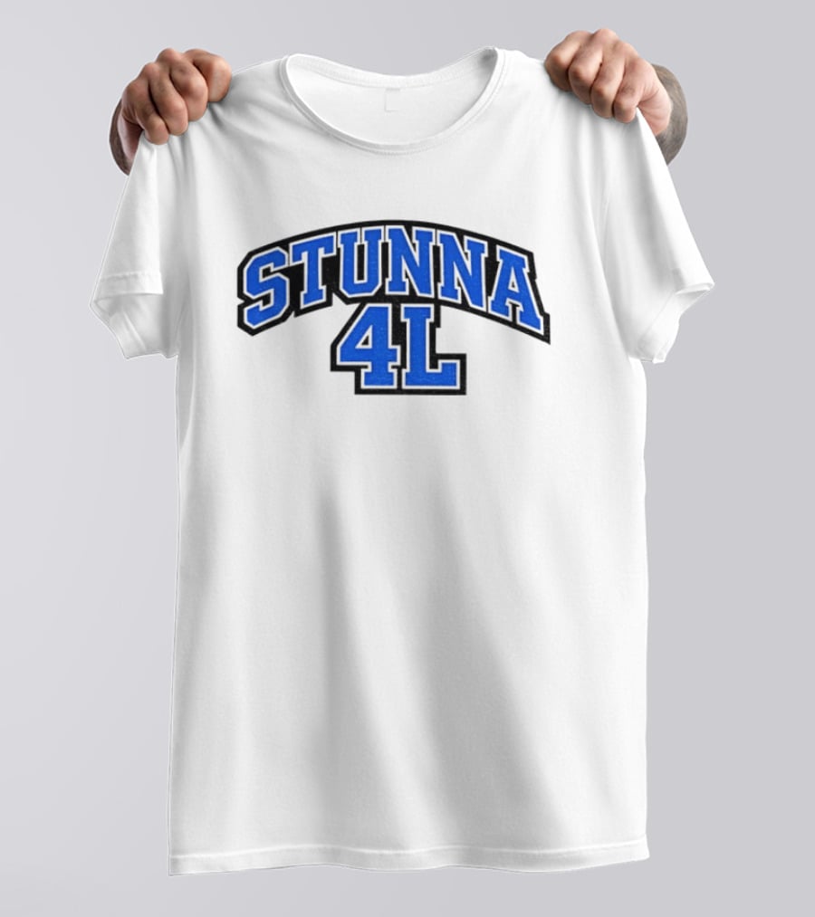 STUNNA 4L Bold Blue Arch Lettering T-Shirt