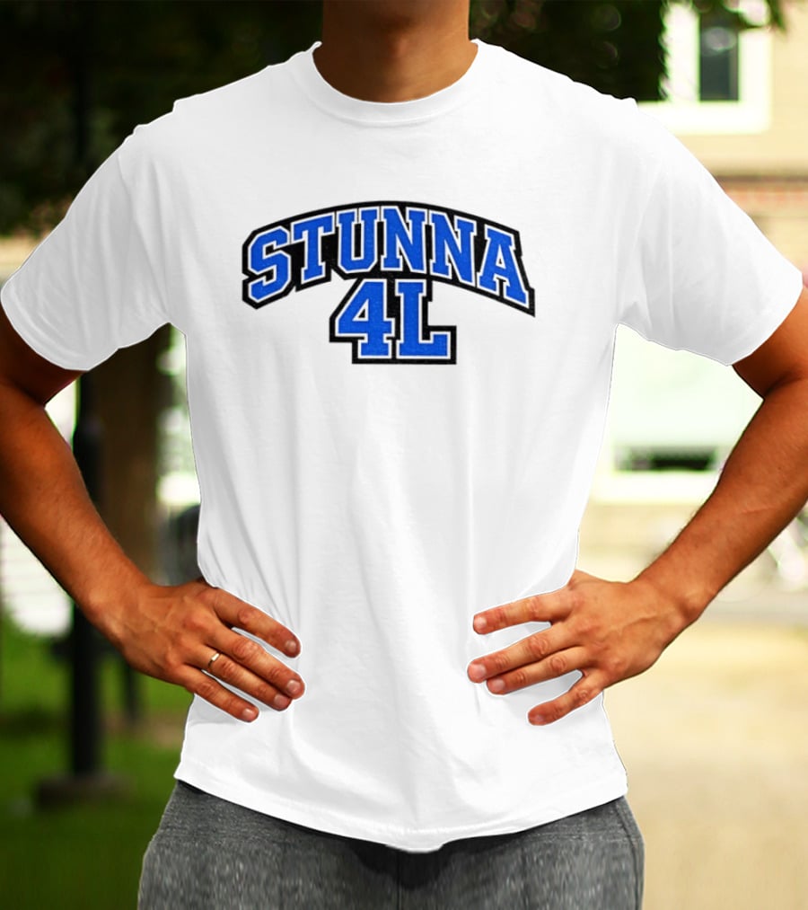 STUNNA 4L Bold Blue Arch Lettering T-Shirt