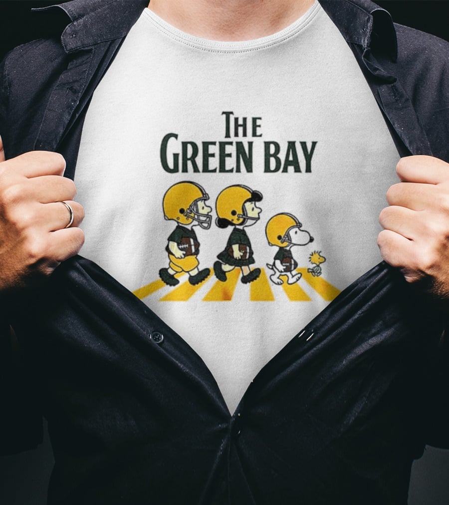 The Green Bay Abbey Road Comic Characters Football Crossing T-Shirt
