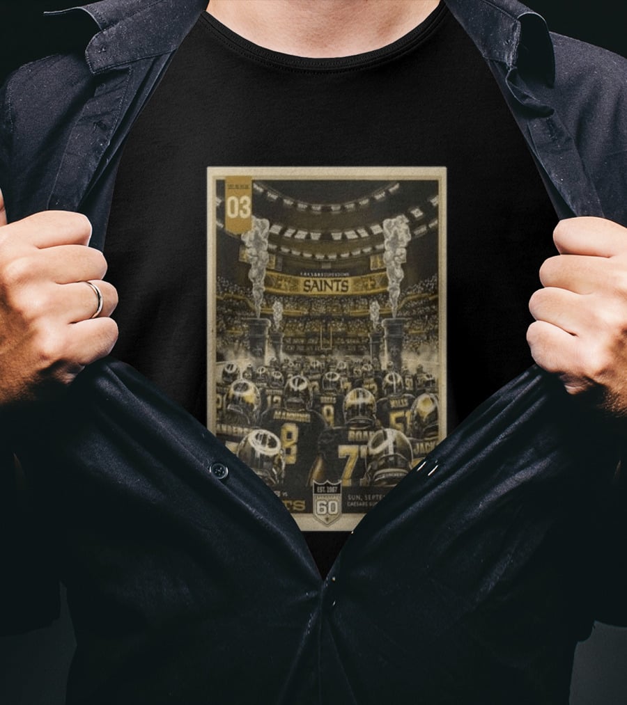 New Orleans Saints Vs Las Vegas Raiders September 27 2026 Caesars Superdome New Orleans Football Event T-Shirt