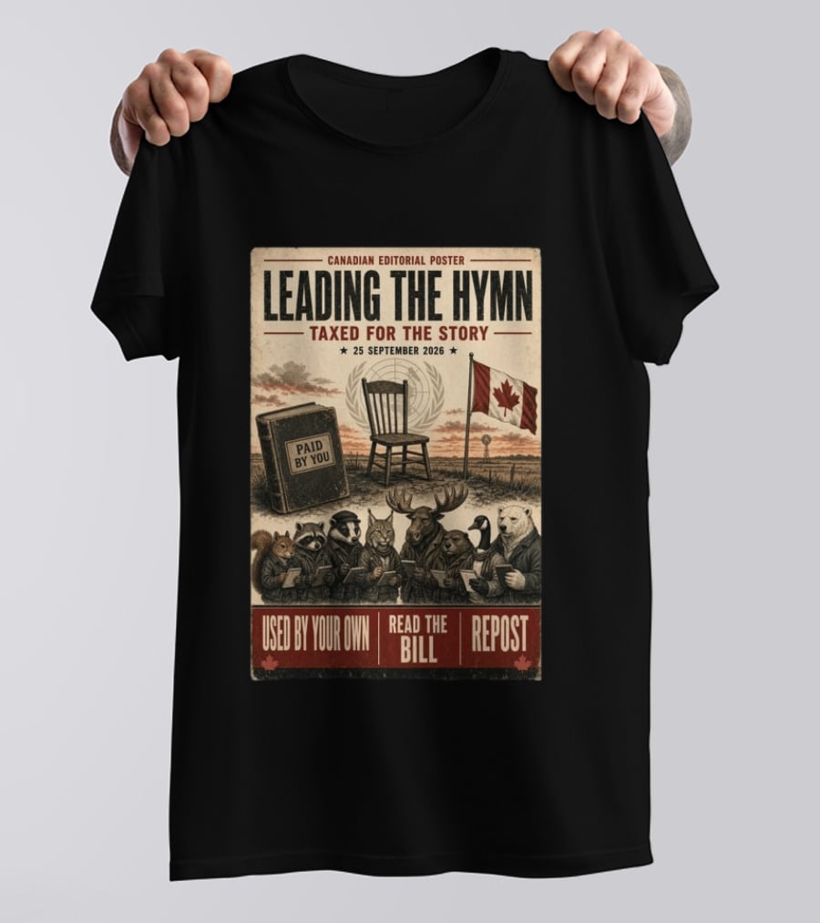Canadian Editorial Leading The Hymn September 25 2026 Paid By You Read The Bill Repost T-Shirt