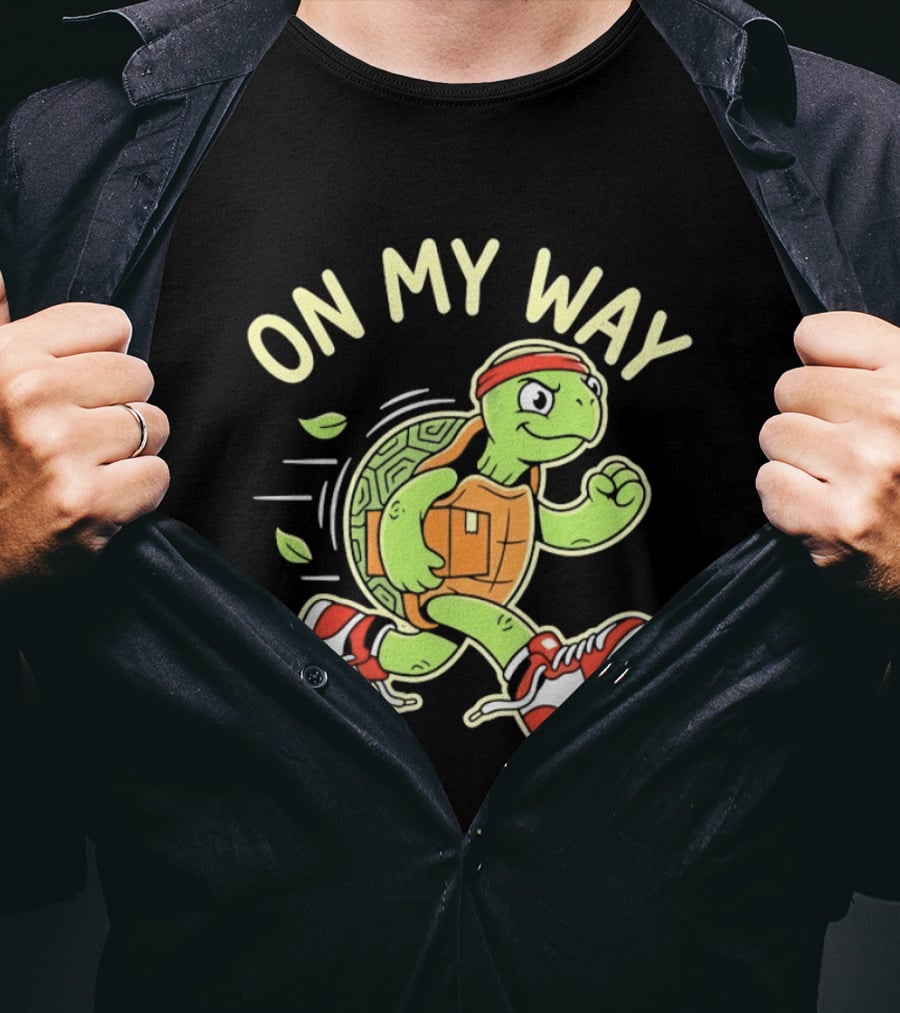 Running Turtle Package Delivery On My Way T-Shirt