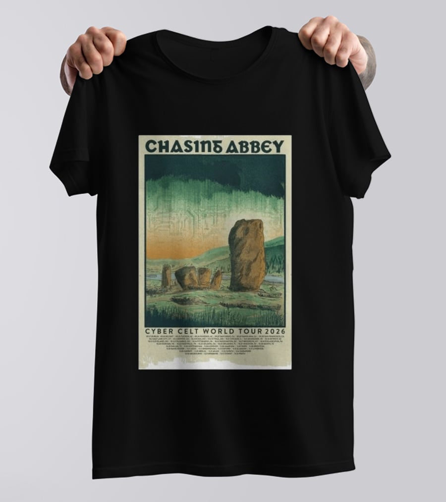 Chasin Abbey Cyber Celt World Tour 2026 Stone Circle Landscape T-Shirt